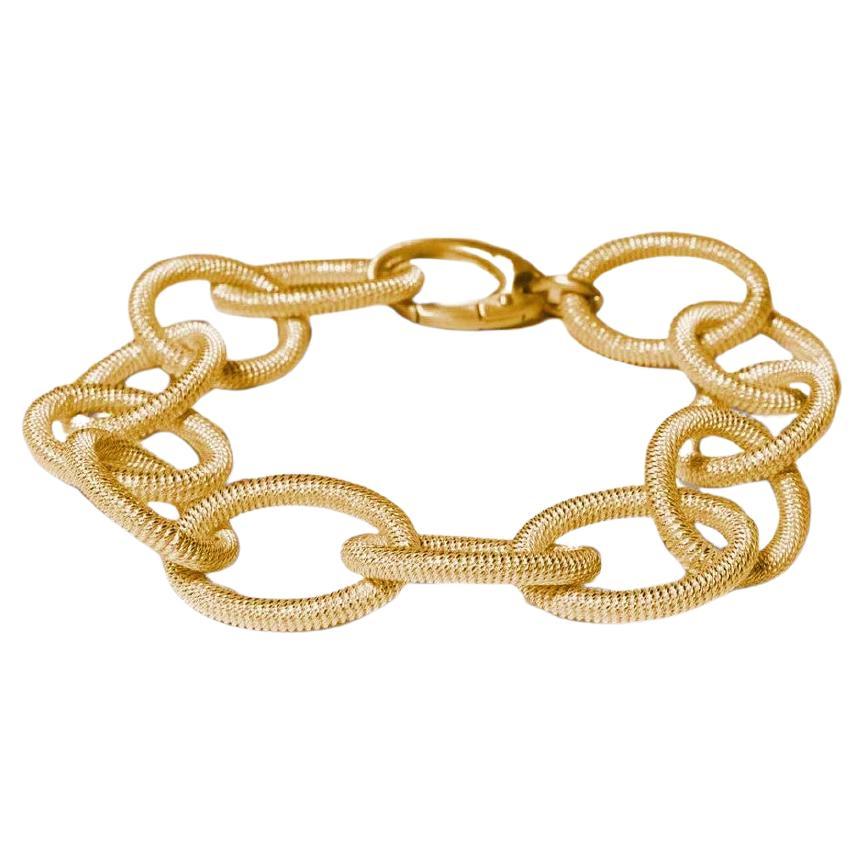 Alex Jona Gold-Plated Twisted Wire Sterling Silver Link Chain Bracelet In New Condition For Sale In Torino, IT
