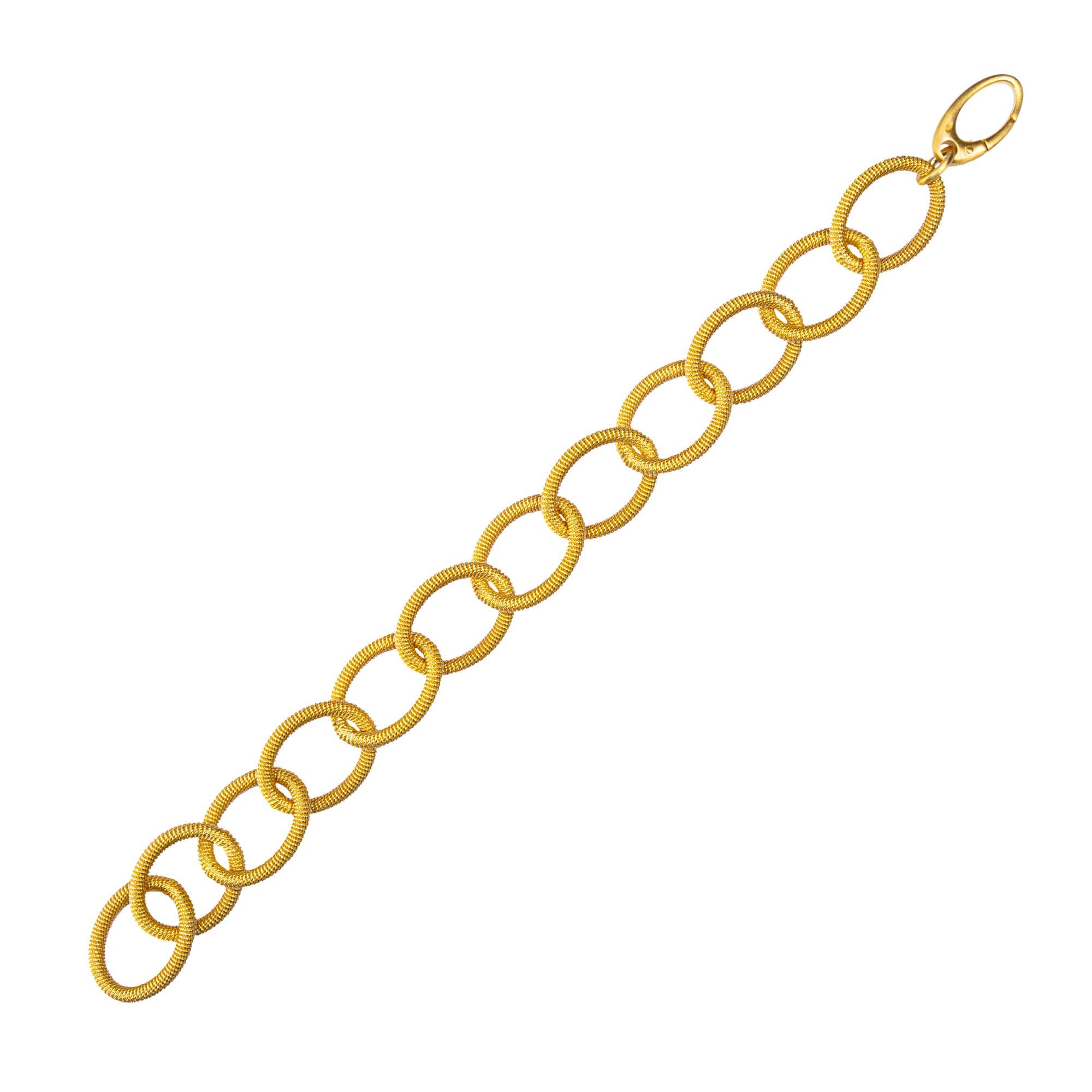 Alex Jona Vergoldetes, vergoldetes Gliederarmband aus Sterlingsilber mit gedrehtem Draht im Angebot 1