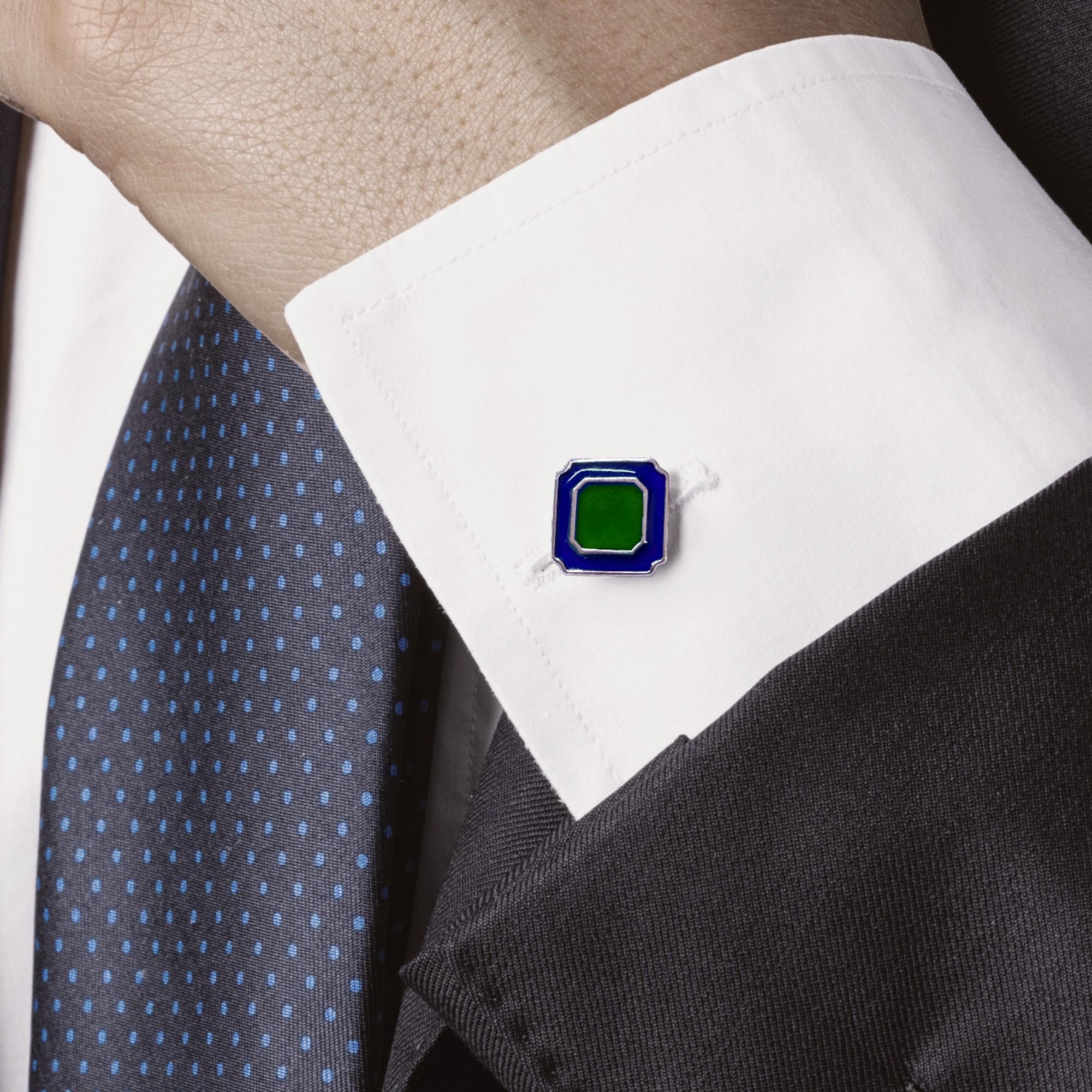 da uomo o donna Gemelli in argento 925 con smalto verde e blu di Alex Jona in vendita