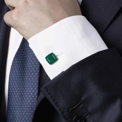 Alex Jona Green Enamel Sterling Silver Cufflinks
