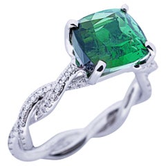 Alex Jona Grüner Turmalin Weißer Diamant 18 Karat Weißgold Ring