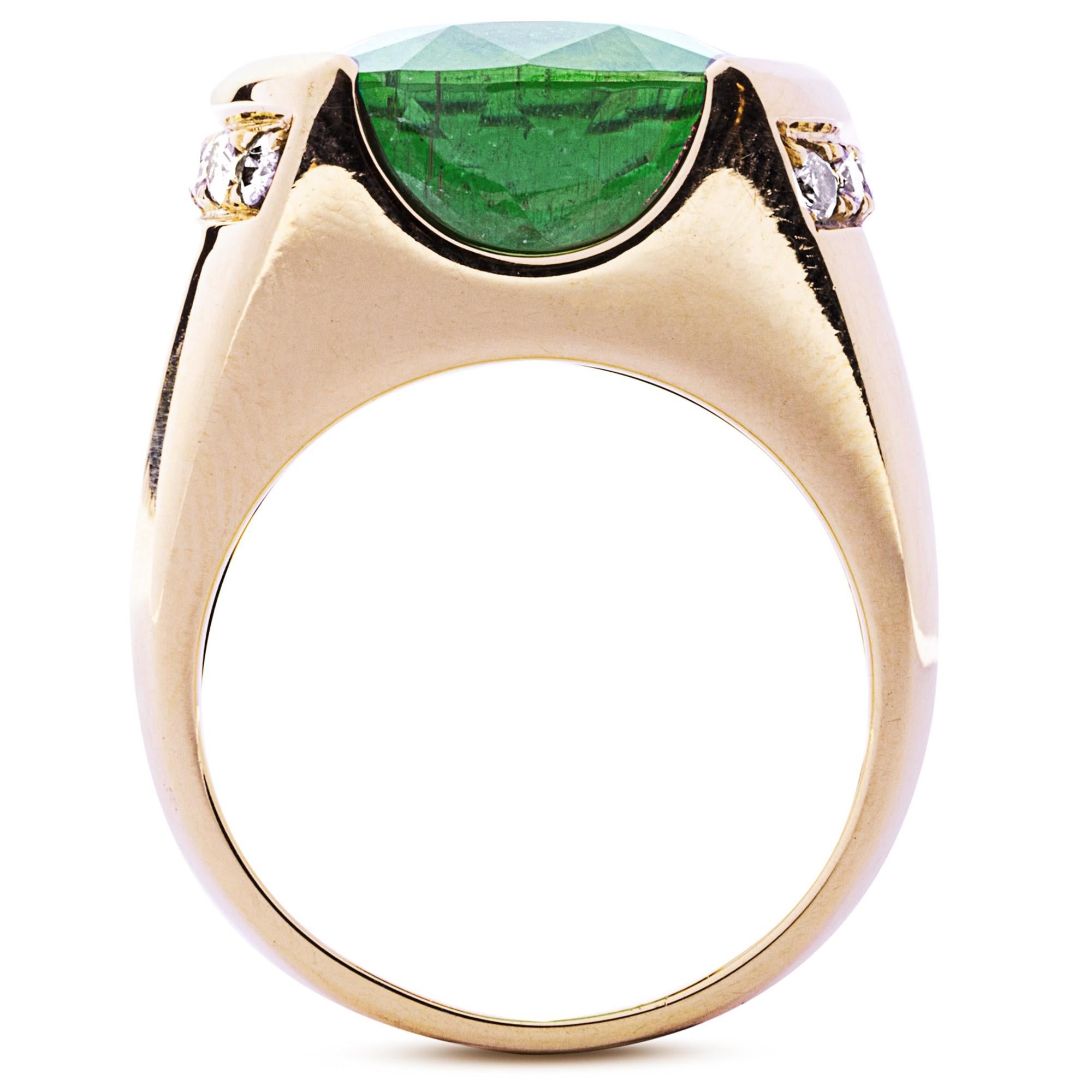 Bague Alex Jona en or jaune avec tourmaline verte et diamant blanc Pour femmes en vente