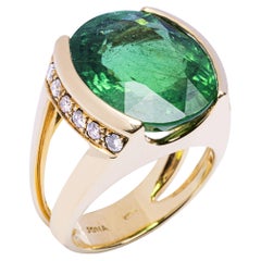 Bague Alex Jona en or jaune avec tourmaline verte et diamant blanc