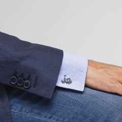 Alex Jona Grey Enamel Silver Scooter Cufflinks