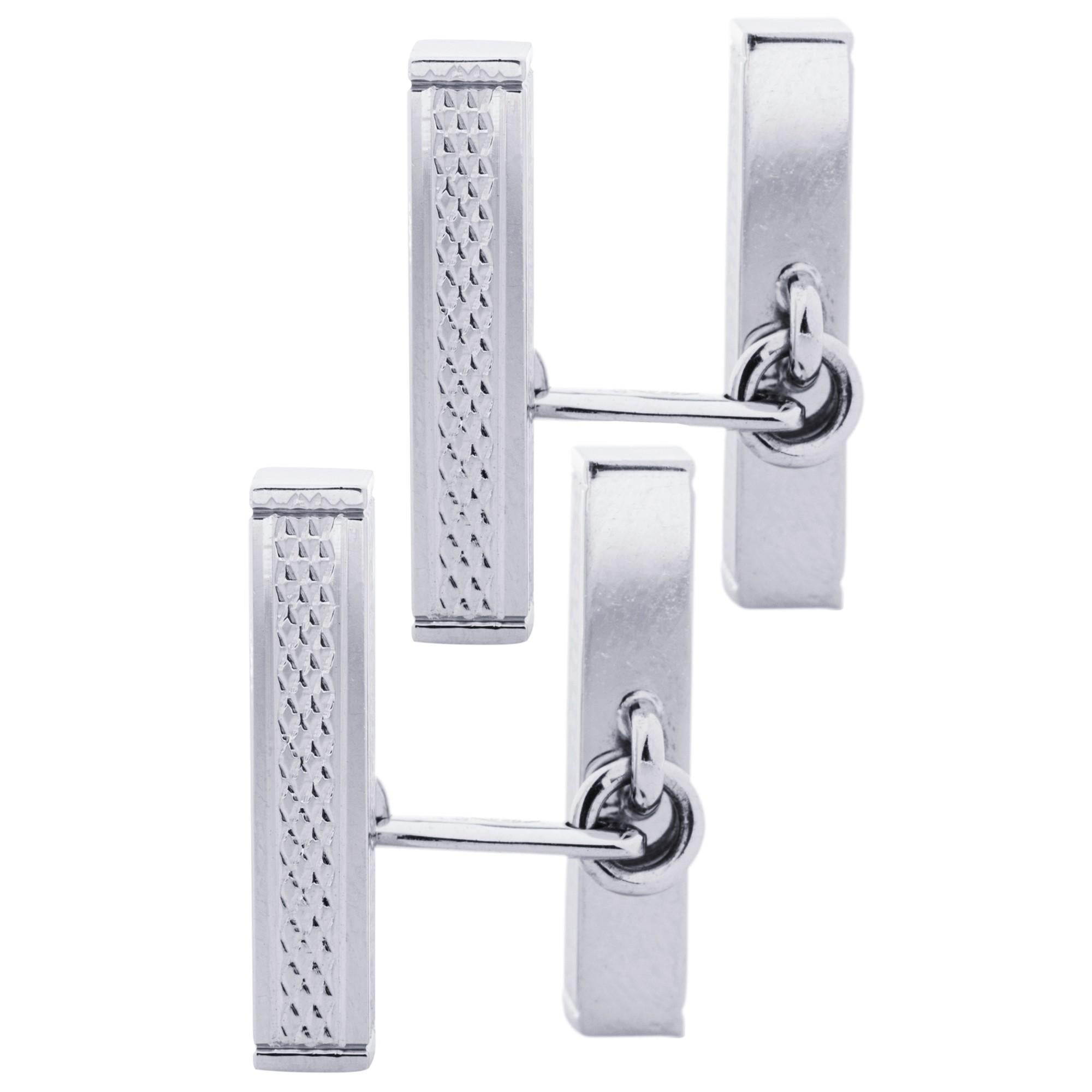 Boutons de manchette en or blanc 18 carats Alex Jona Guilloché Neuf - En vente à Lugano, CH