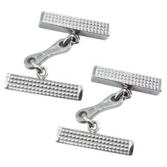 Alex Jona Guilloché Sterling Silver Bar Cufflinks