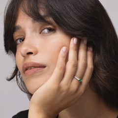 Alex Jona Heart Cut Emerald & White Diamond 18 Karat White Gold Solitaire Ring