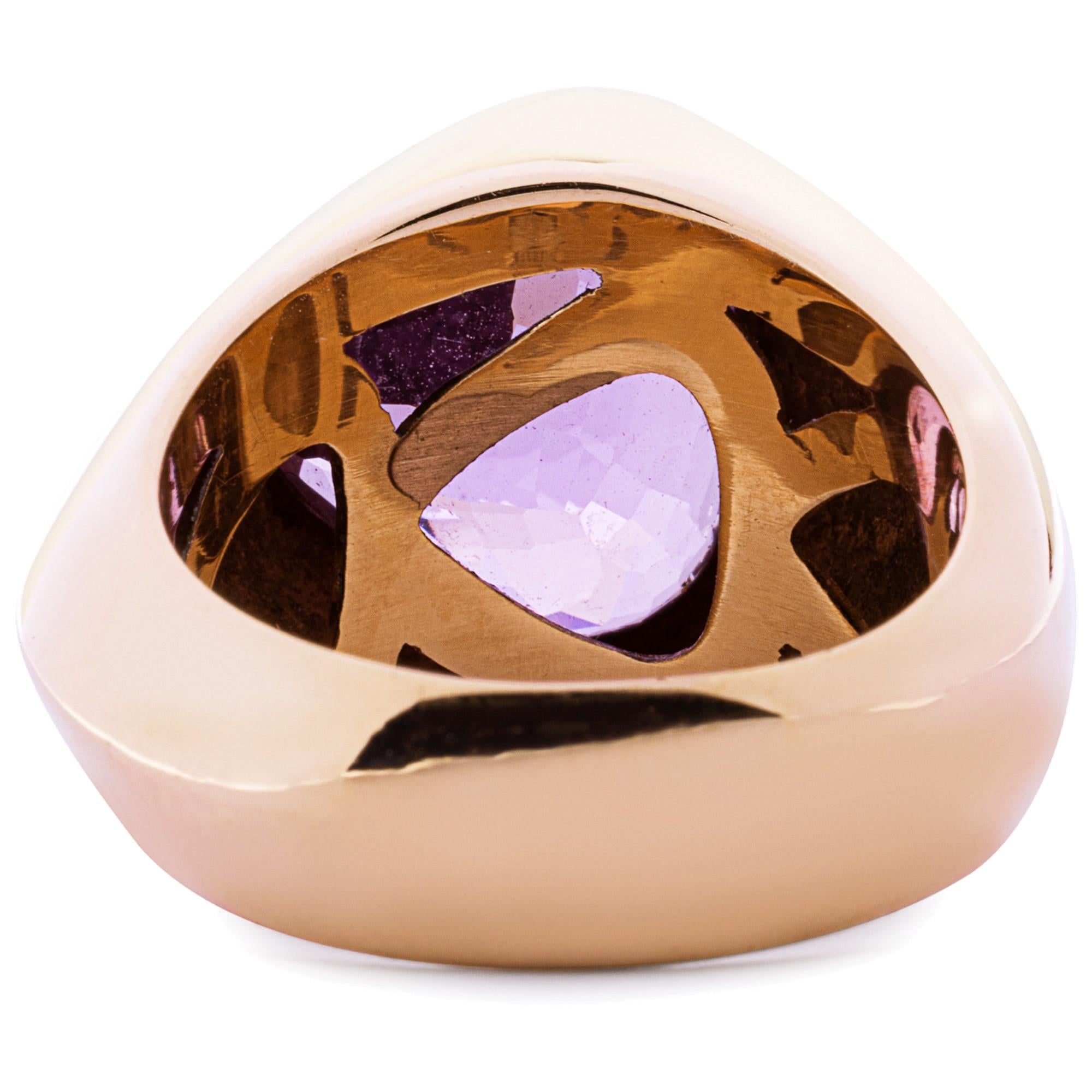 Alex Jona Heart Shape Kunzite 18 Karat Rose Gold Ring For Sale 1