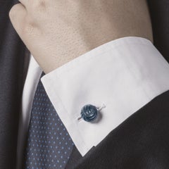 Boutons de manchette en argent sterling avec nœud en hématite d'Alex Jona