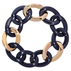 Alex Jona High-Tech Black Ceramic 18 Karat Rose Gold Curb-Link Bracelet