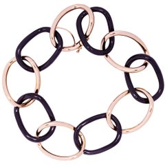 Alex Jona High-Tech Black Ceramic 18 Karat Rose Gold Curb Link Bracelet