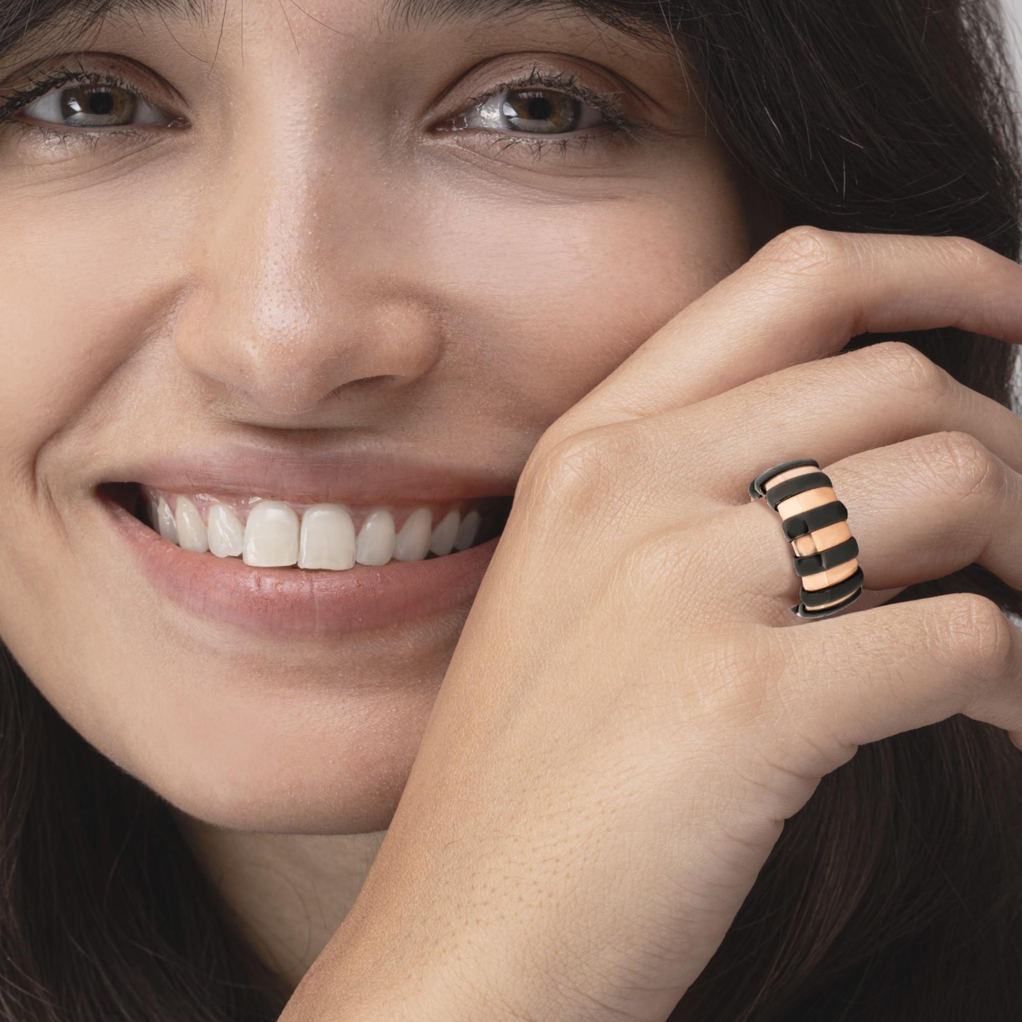 Anello Alex Jona in ceramica nera high-tech in oro rosa 18 carati in vendita 1