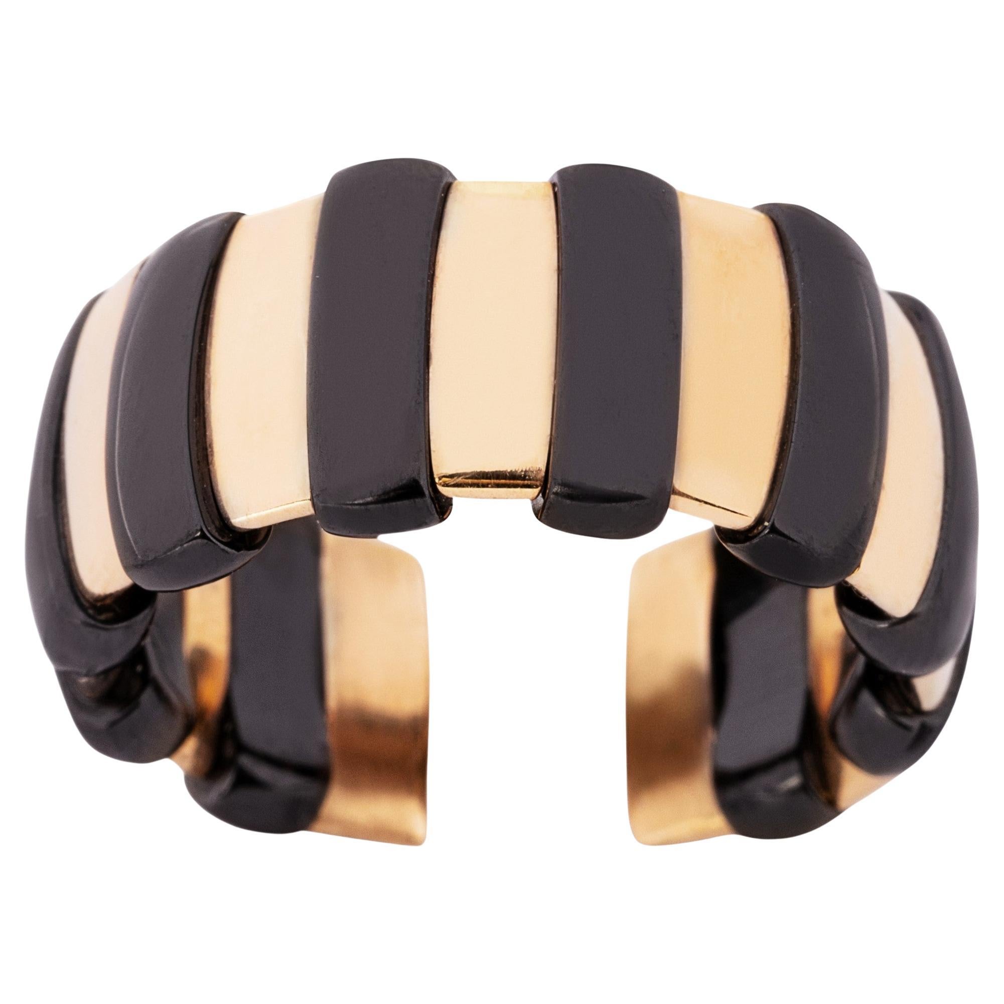 Alex Jona High-Tech Black Ceramic 18 Karat Rose Gold Ring