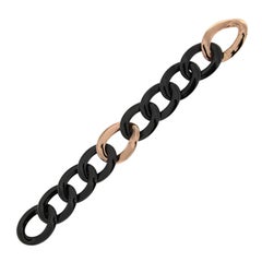 Alex Jona Pulsera Curb-Link de cerámica negra de alta tecnología y oro amarillo de 18 quilates
