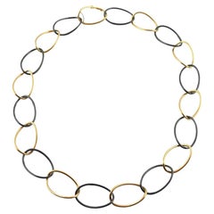 Alex Jona High Tech Collier à maillons courbes en céramique noire et or 18 carats