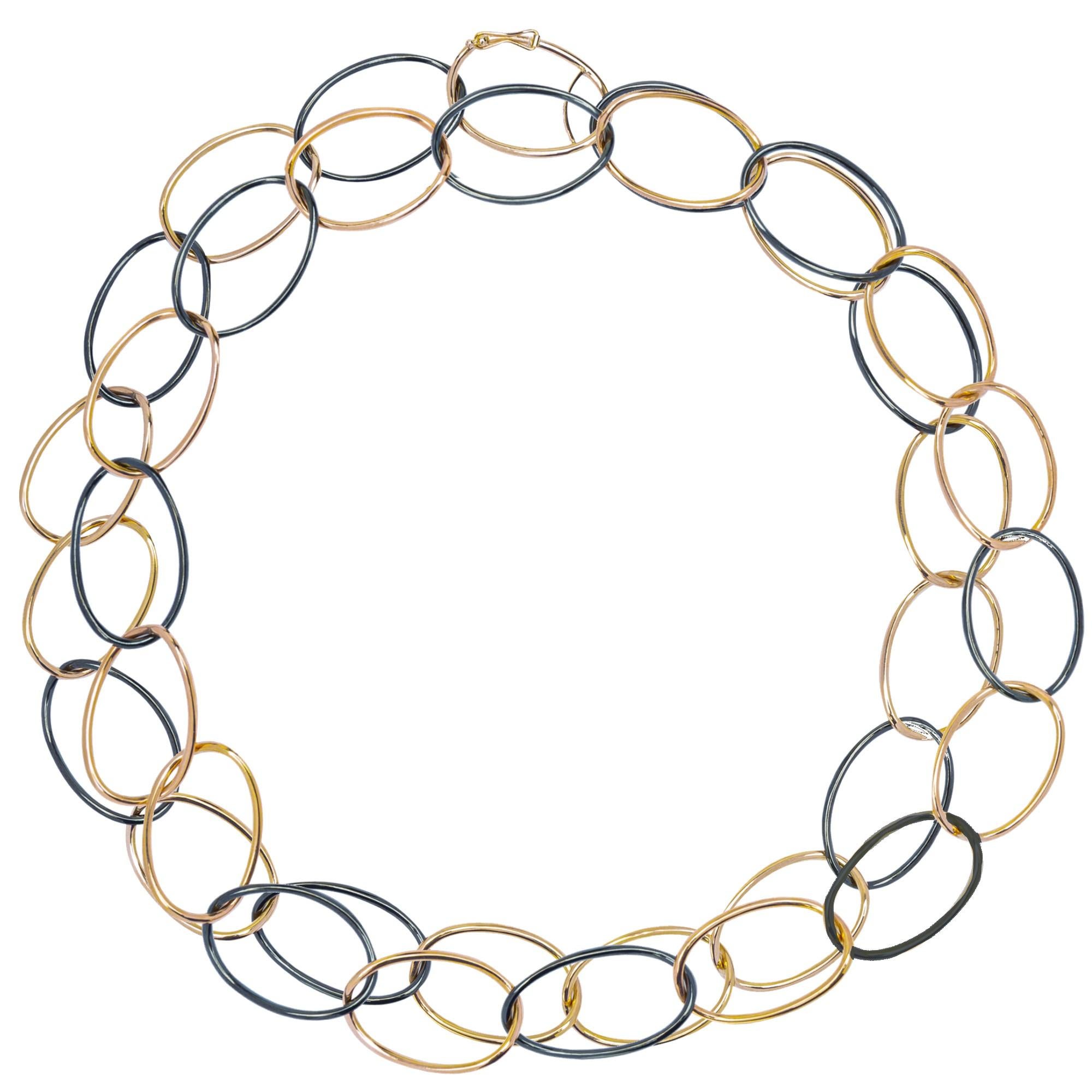 Alex Jona - Collana lunga in ceramica nera High-Tech in oro - A Link In condizioni Nuovo in vendita a Lugano, CH