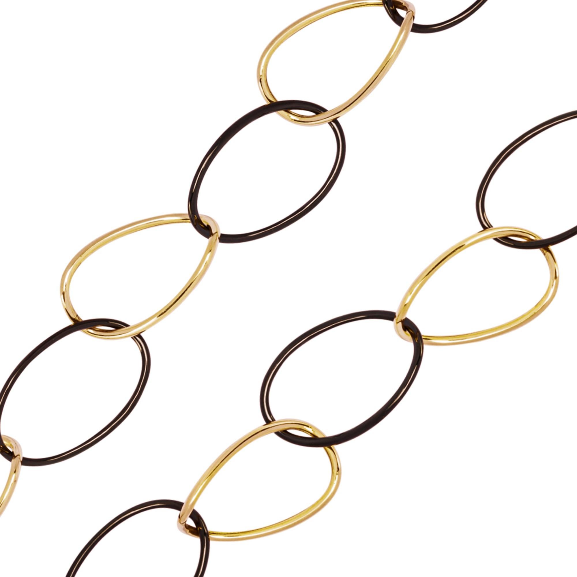 Alex Jona High-Tech Schwarze lange Halskette mit geschwungenen Gliedern aus Keramik in Gold im Zustand „Neu“ im Angebot in Torino, IT