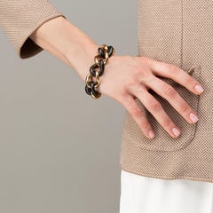 Alex Jona High Tech Ceramic 18 Karat Yellow Gold Curb Link Bracelet