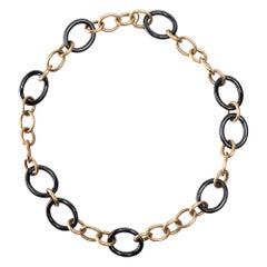 Alex Jona High-Tech Ceramic and 18 Karat Brushed Rose Gold Chain Link Necklace