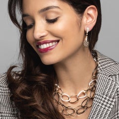Alex Jona High Tech White Ceramic 18 Karat Gold Curb Link Necklace