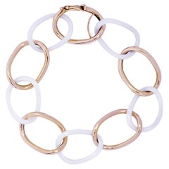 Alex Jona High-Tech White Ceramic 18 Karat Rose Gold Curb Link Bracelet