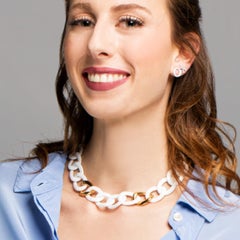 Alex Jona High-Tech White Ceramic 18 Karat Rose Gold Curb-Link Necklace