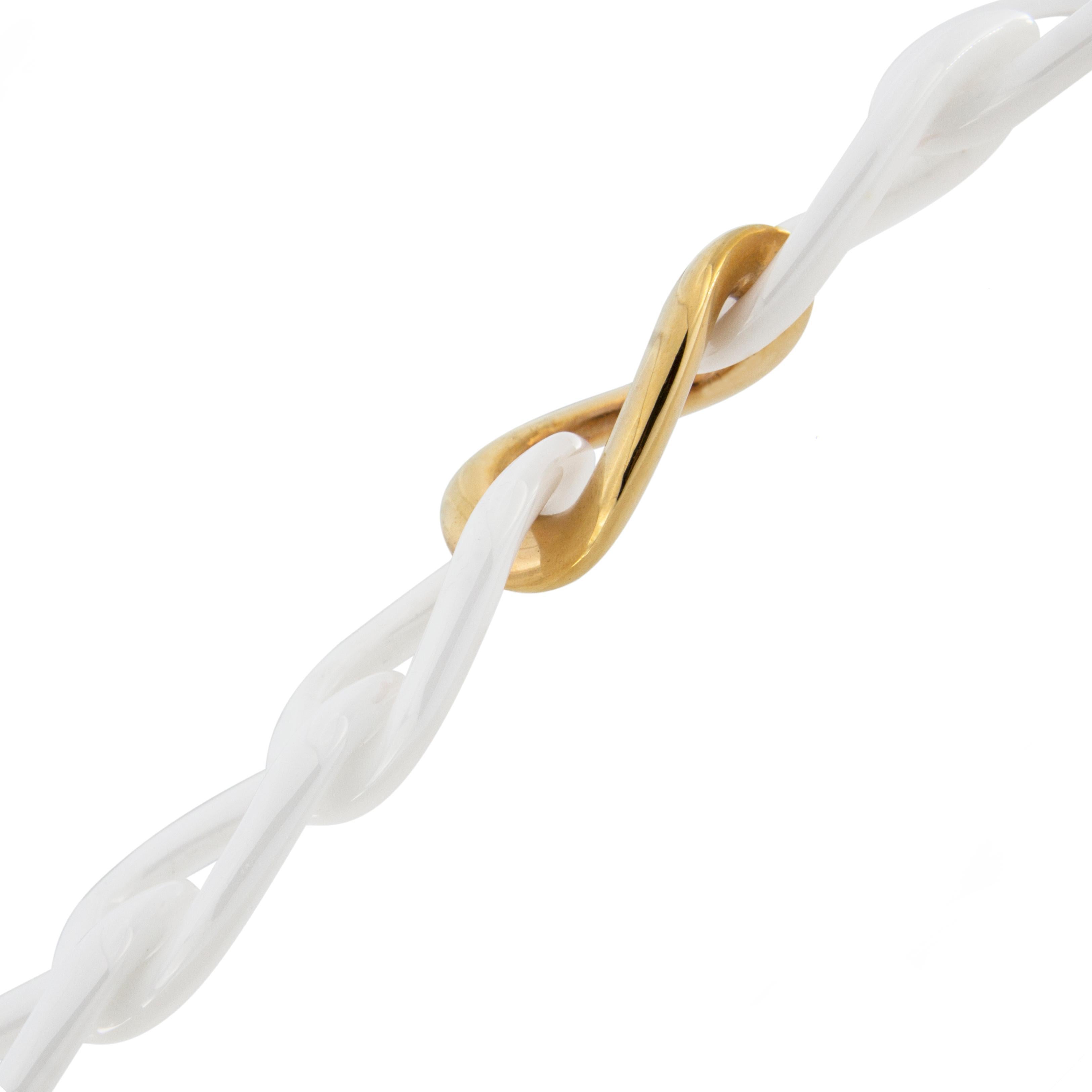 Alex Jona, collana in ceramica bianca high-tech e oro rosa 18 carati, con maglie a cordoncino in vendita 2