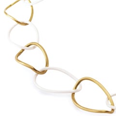 Alex Jona High Tech White Ceramic and 18 Karat Yellow Gold Curb Link Necklace
