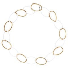 Alex Jona Collar de Eslabones de Cerámica Blanca de Alta Tecnología y Oro Amarillo de 18 Kilates