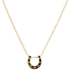 Alex Jona Horseshoe 18 Karat Yellow Gold Sliding Pendant Necklace