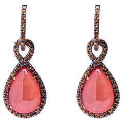 Alex Jona Hydrogrossular Orange Sapphire 18 Karat Yellow Gold Drop Earrings