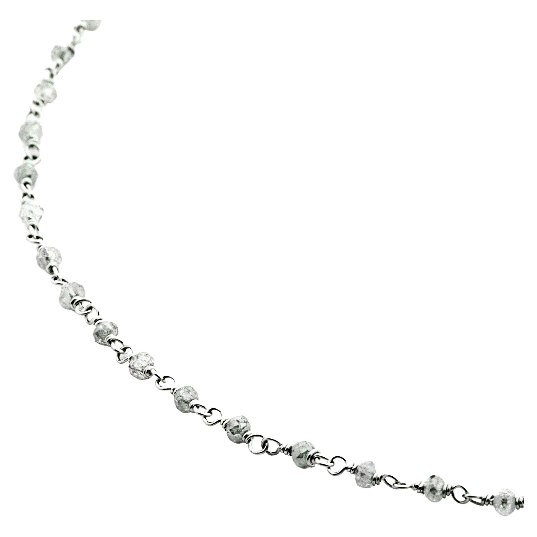 Ice Diamond 18 Karat White Gold Thin Long Necklace For Sale