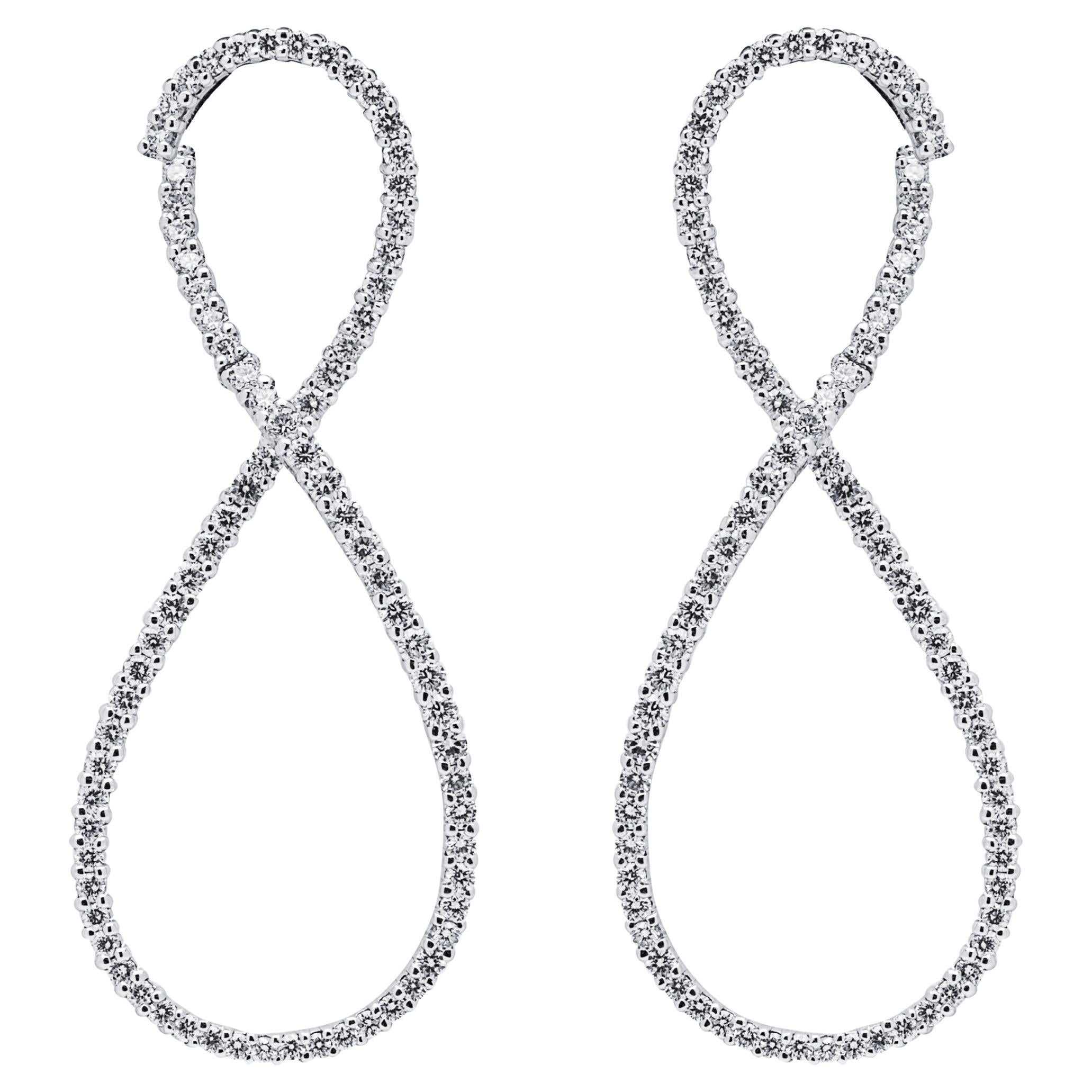 Alex Jona Infinity White Diamond 18 Karat White Gold Drop Earrings