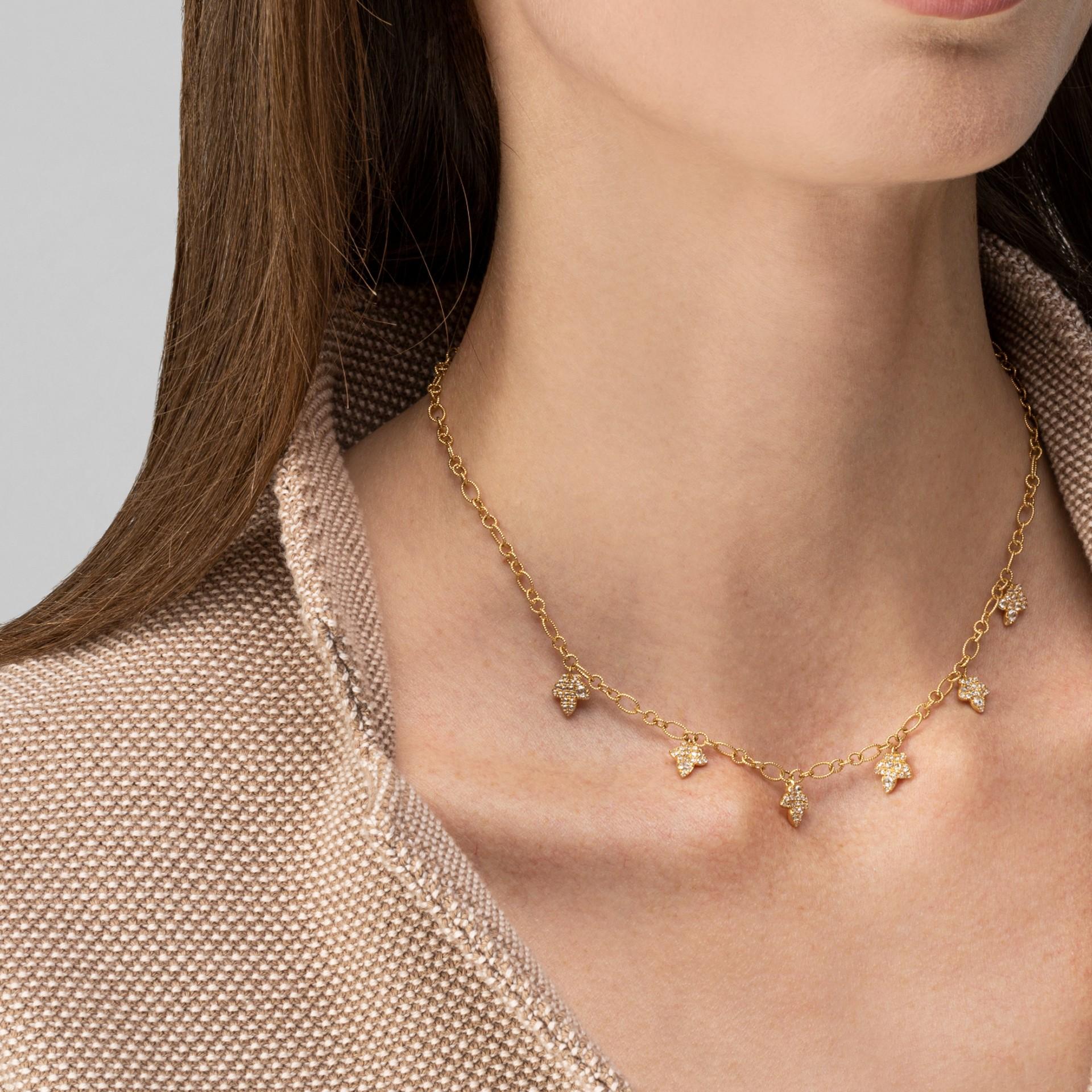 Women's or Men's Alex Jona Ivy Brown Diamond 18 Karat Yellow Gold Chain Necklace For Sale