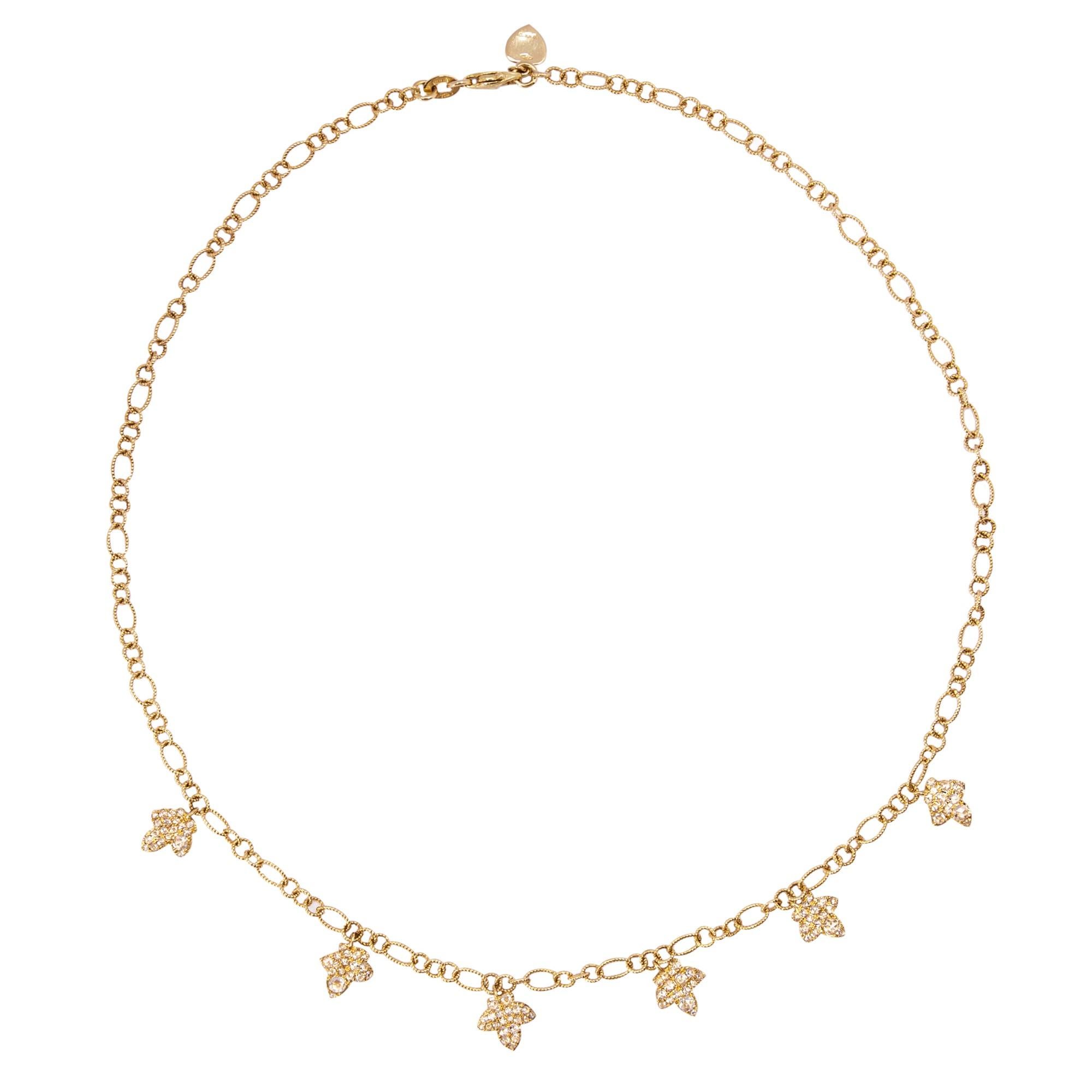 Alex Jona Ivy Brown Diamond 18 Karat Yellow Gold Chain Necklace For Sale