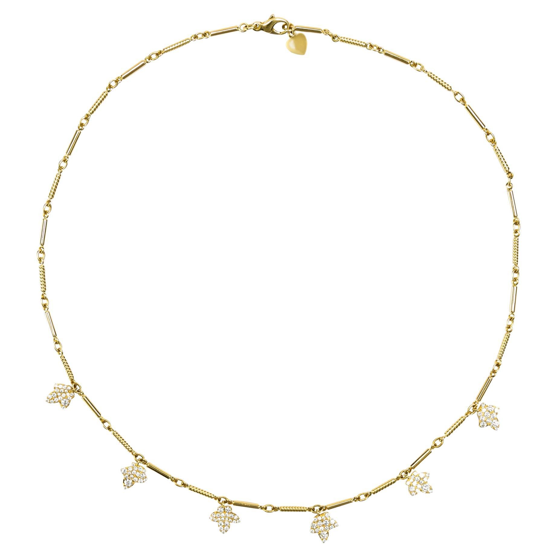 Alex Jona Ivy White Diamond Yellow Gold Necklace