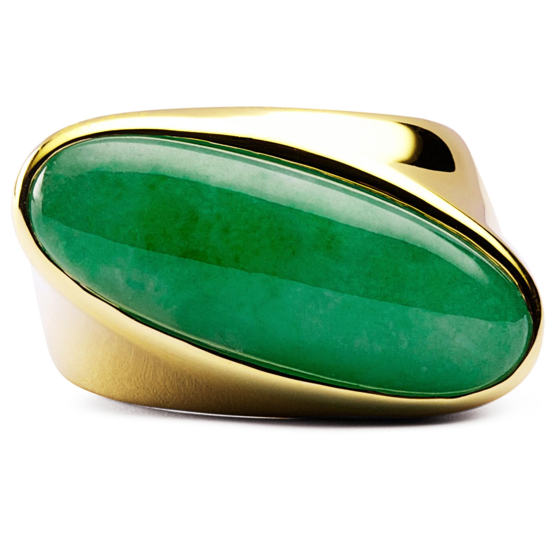 Alex Jona Jadeite Jade 18 Karat Yellow Gold Ring Band In New Condition For Sale In Lugano, CH