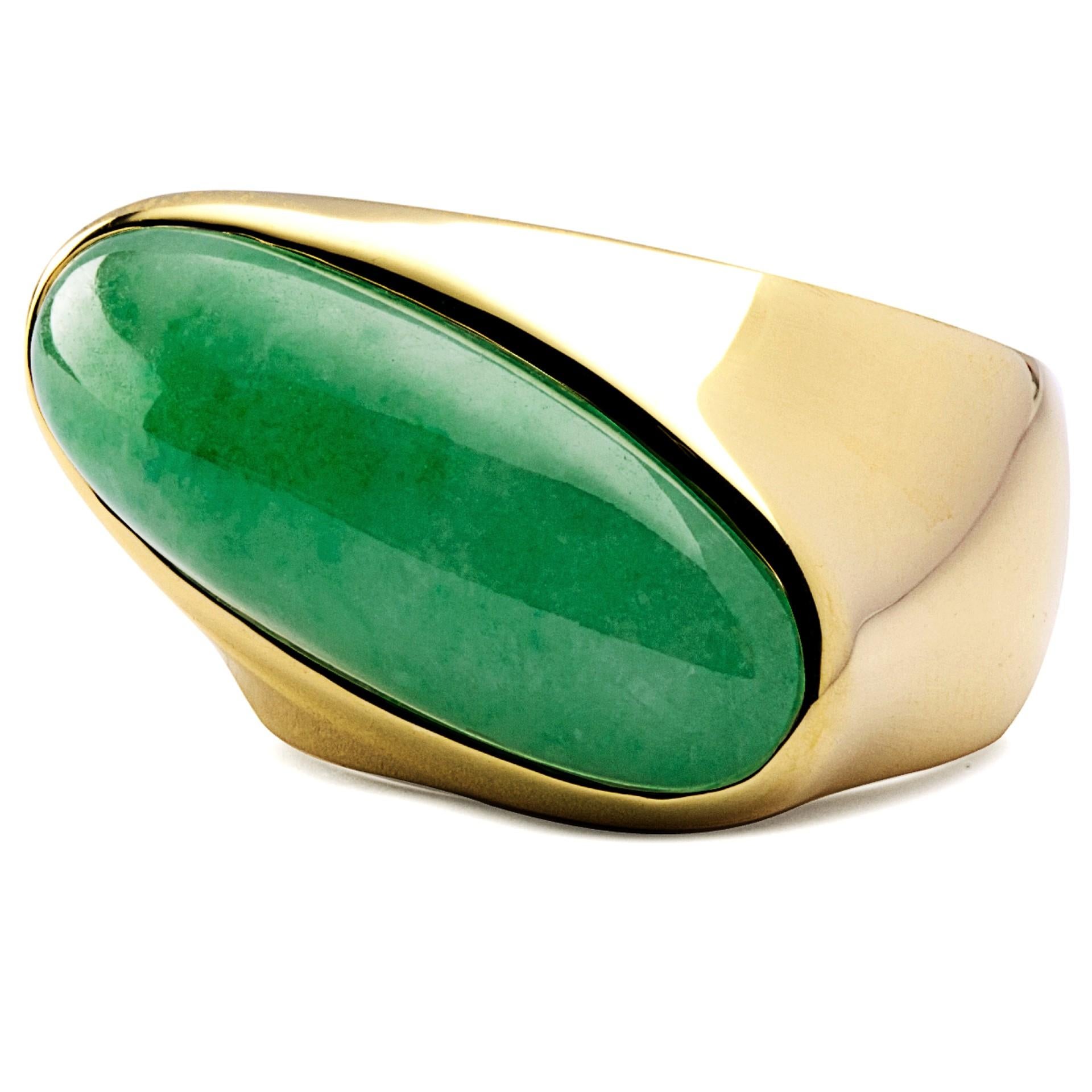 Alex Jona Jadeite Jade 18 Karat Yellow Gold Ring Band For Sale 1