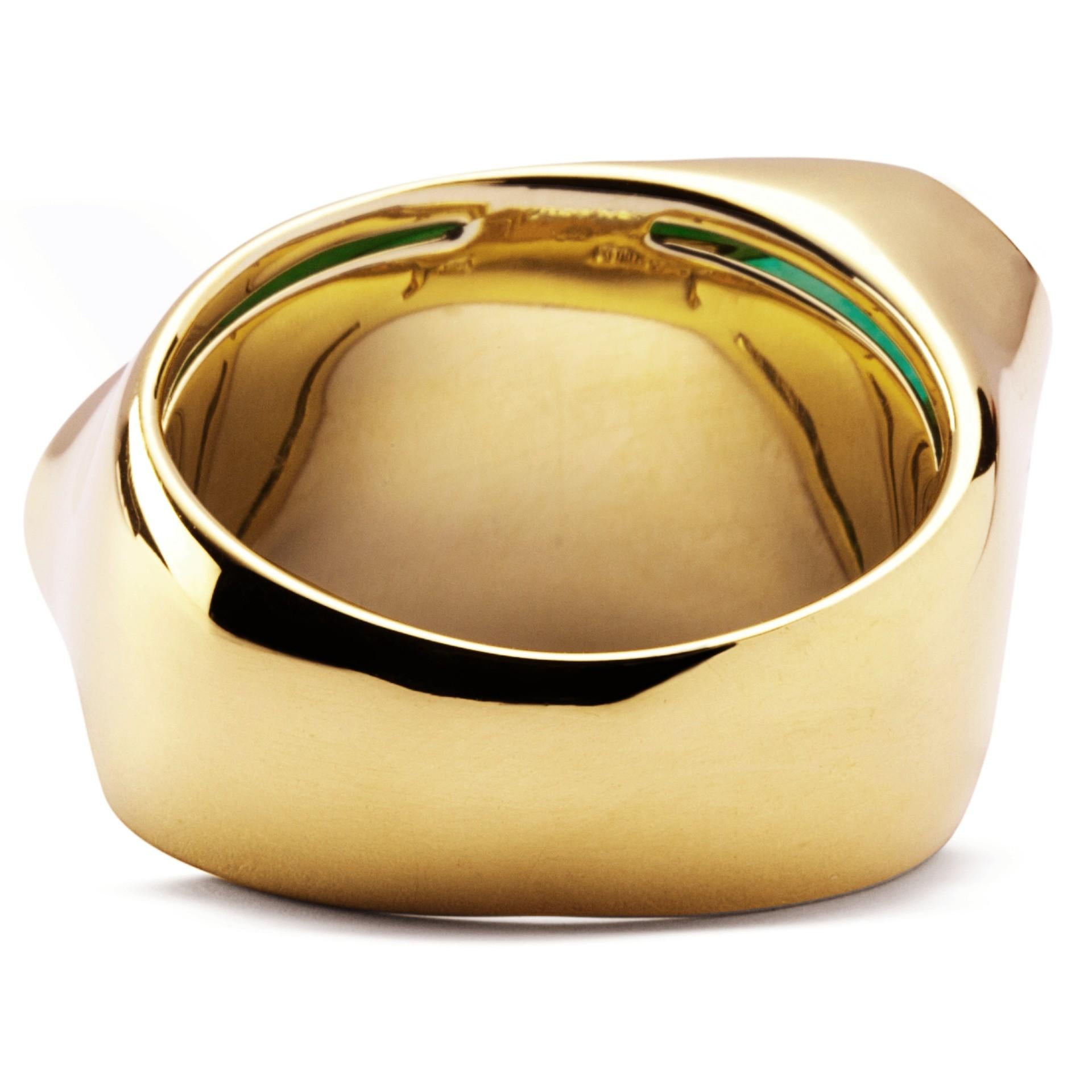 Alex Jona Jadeite Jade 18 Karat Yellow Gold Ring Band For Sale 2