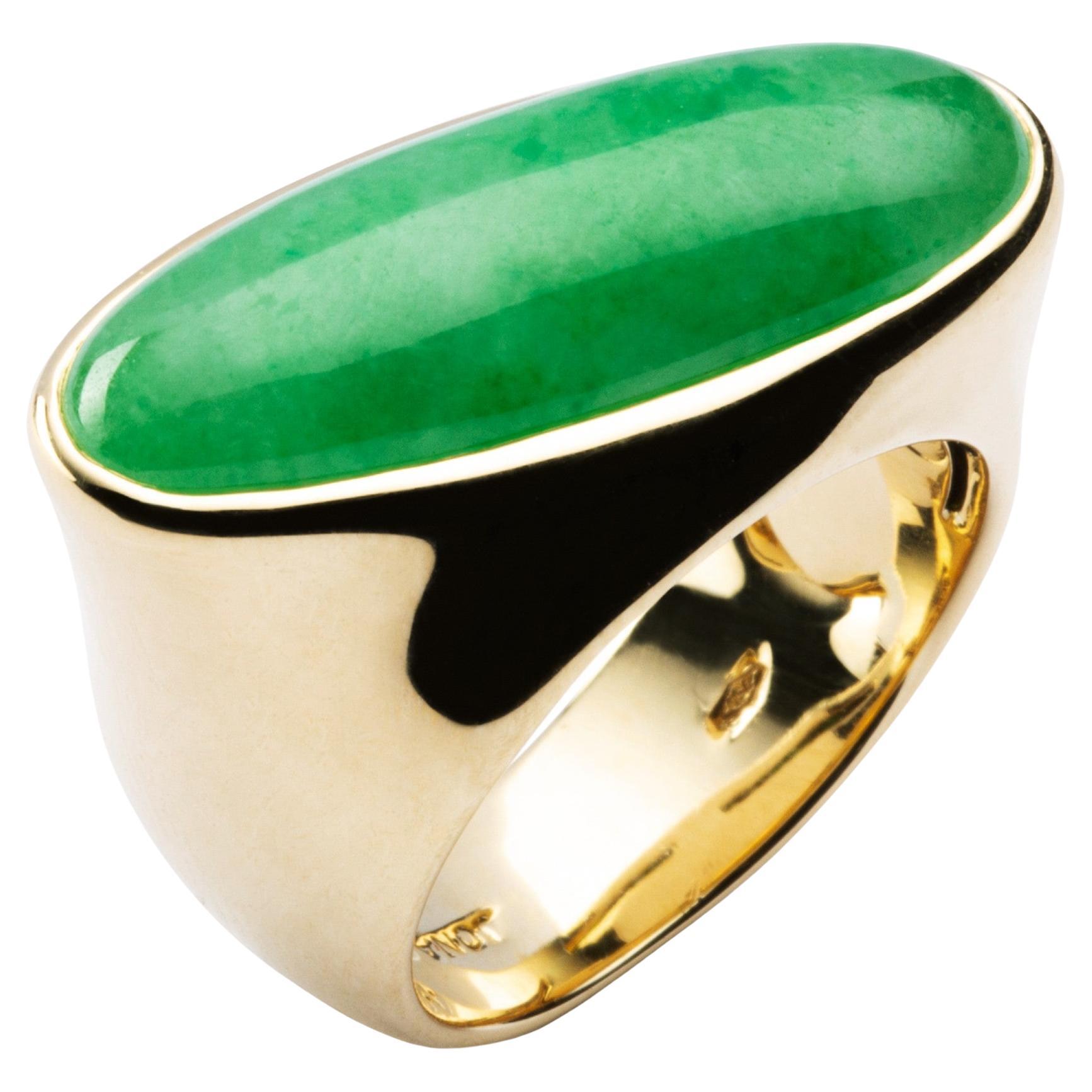 Alex Jona Jadeite Jade 18 Karat Yellow Gold Ring Band For Sale