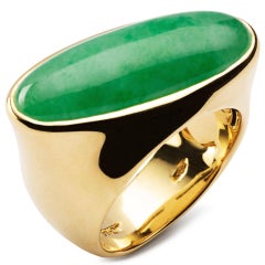 Alex Jona Jadeite Jade 18 Karat Yellow Gold Ring Band