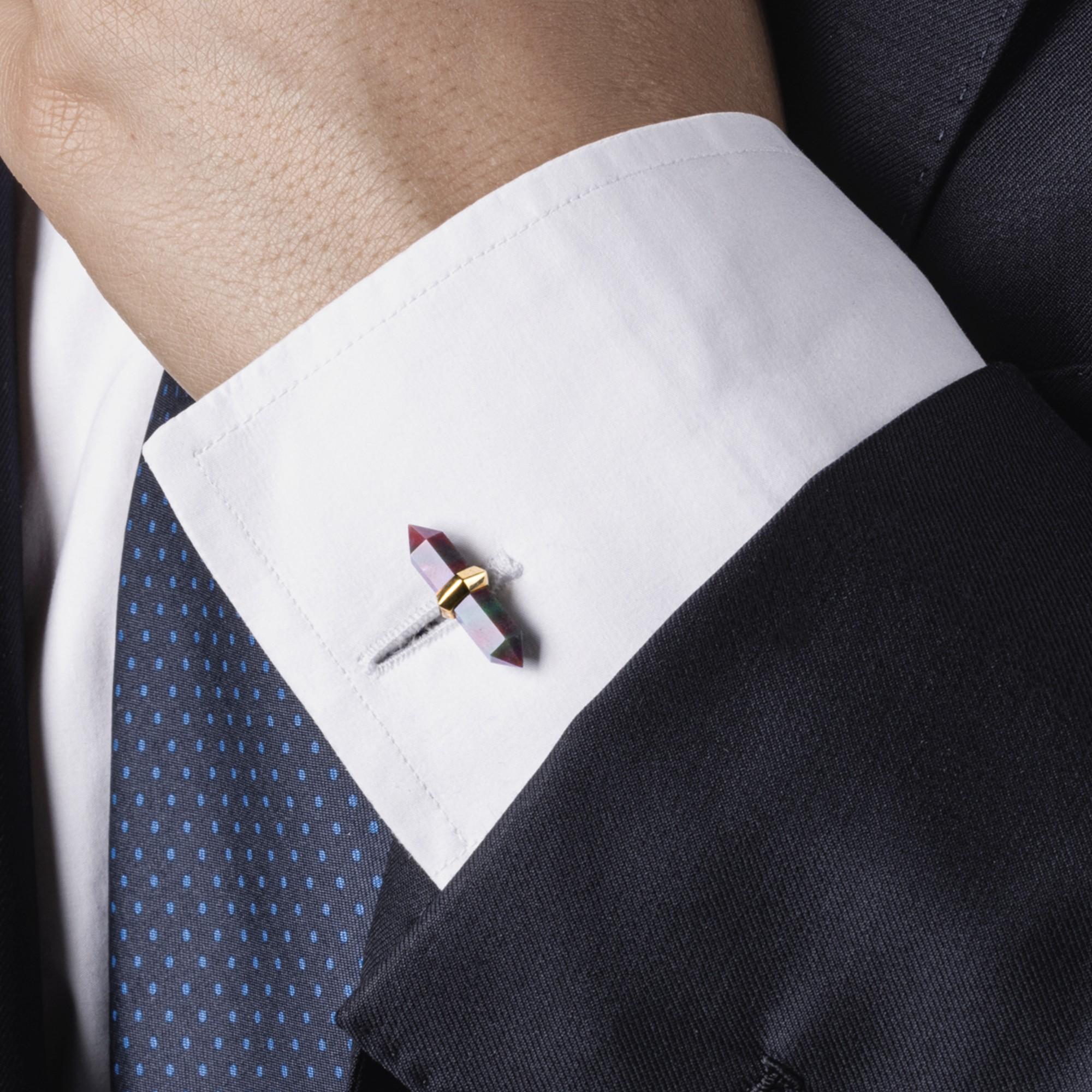 Alex Jona Jasper 18 Karat Yellow Gold Prism Bar Cufflinks In New Condition For Sale In Lugano, CH