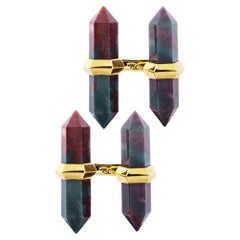 Alex Jona Jasper Boutons de manchette en or jaune 18 carats à barre en forme de prisme