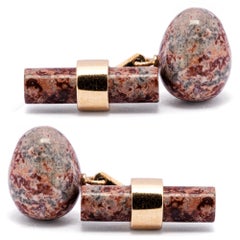 Alex Jona Jasper Egg 18 Karat Rose Gold Cufflinks