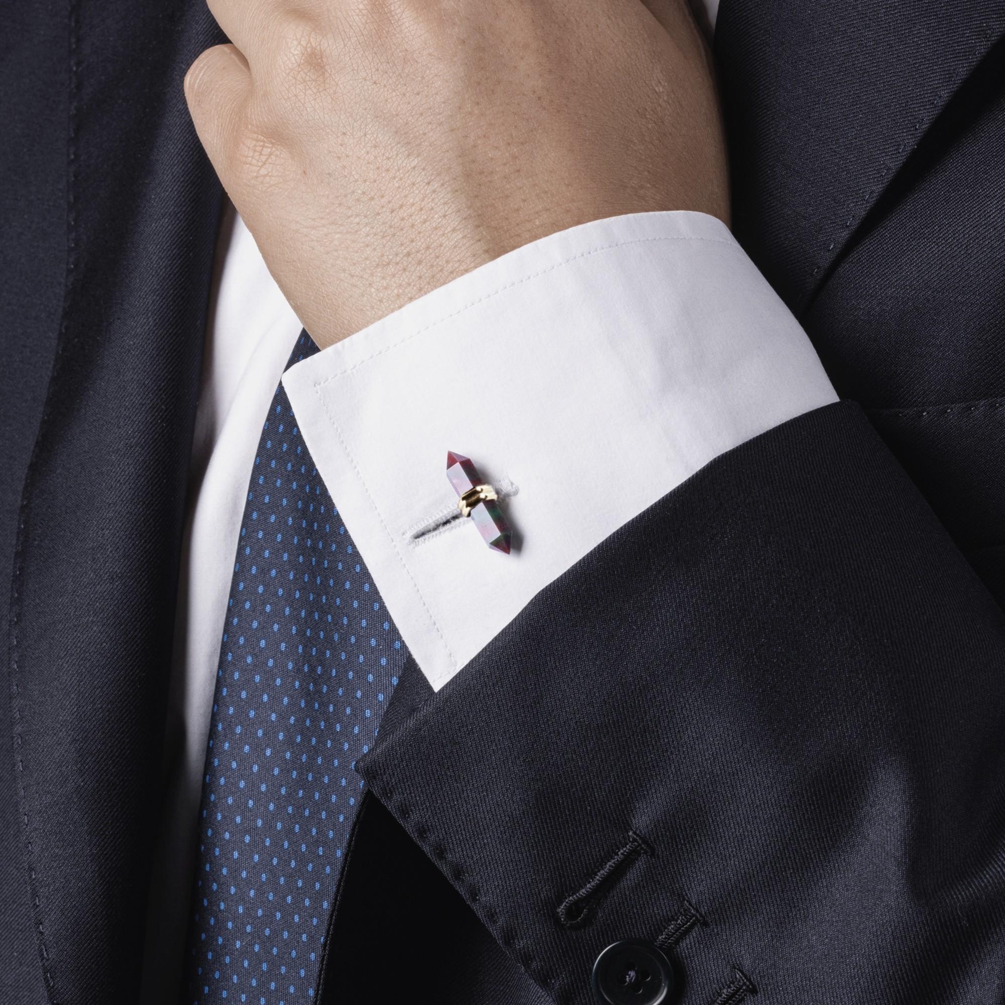Manschettenknöpfe aus vergoldetem Sterlingsilber der Alex Jona Design-Kollektion mit Jaspis-Prismenstäben. Die silbernen Manschettenknöpfe sind mit 