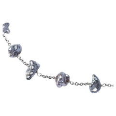 Alex Jona Keshi Grey Pearl 18 Karat White Gold Long Chain Necklace