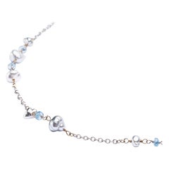 Alex Jona Keshi Pearl Aquamarine White Gold Sautoir Long Necklace