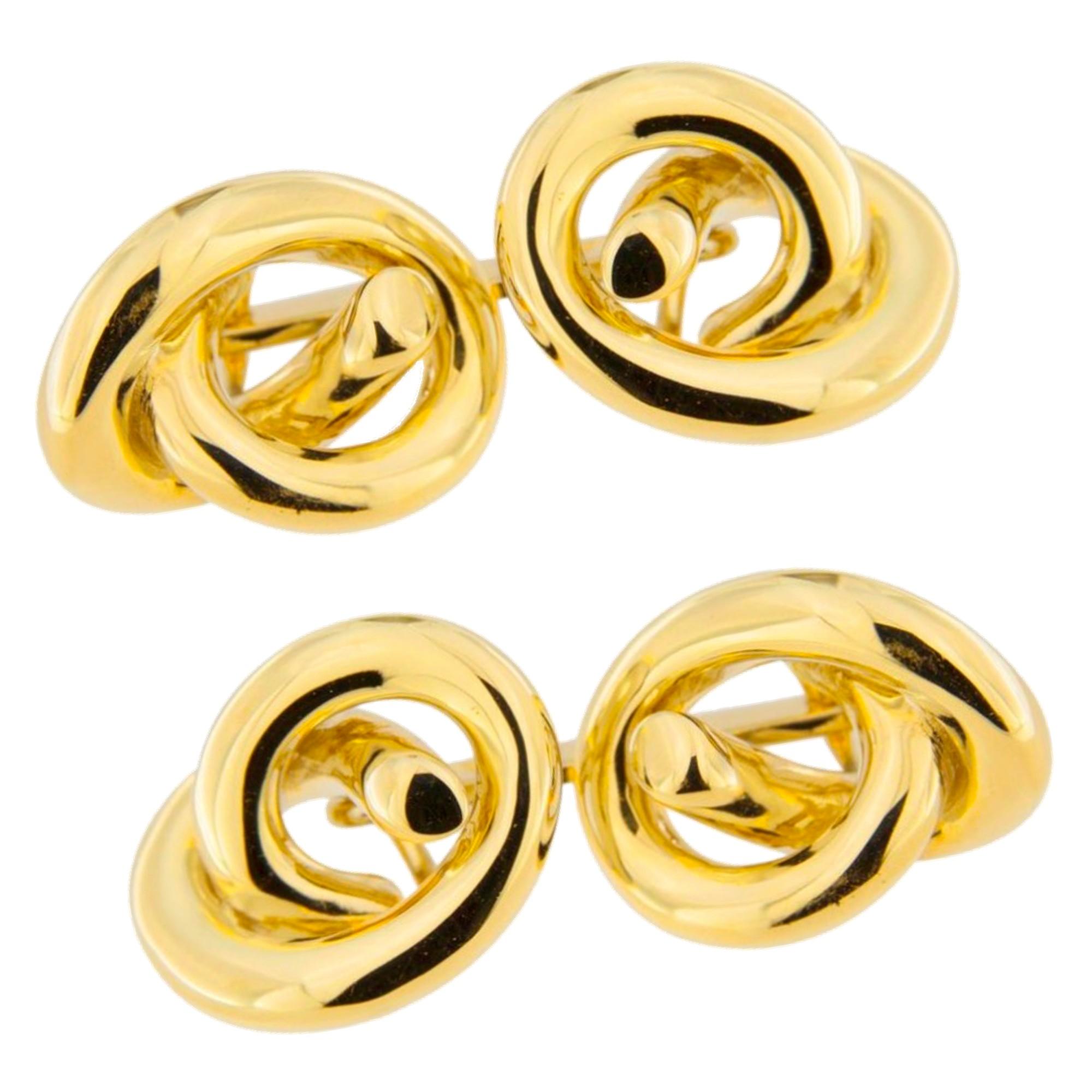 Alex Jona Knot 18 Karat Yellow Gold Cufflinks For Sale