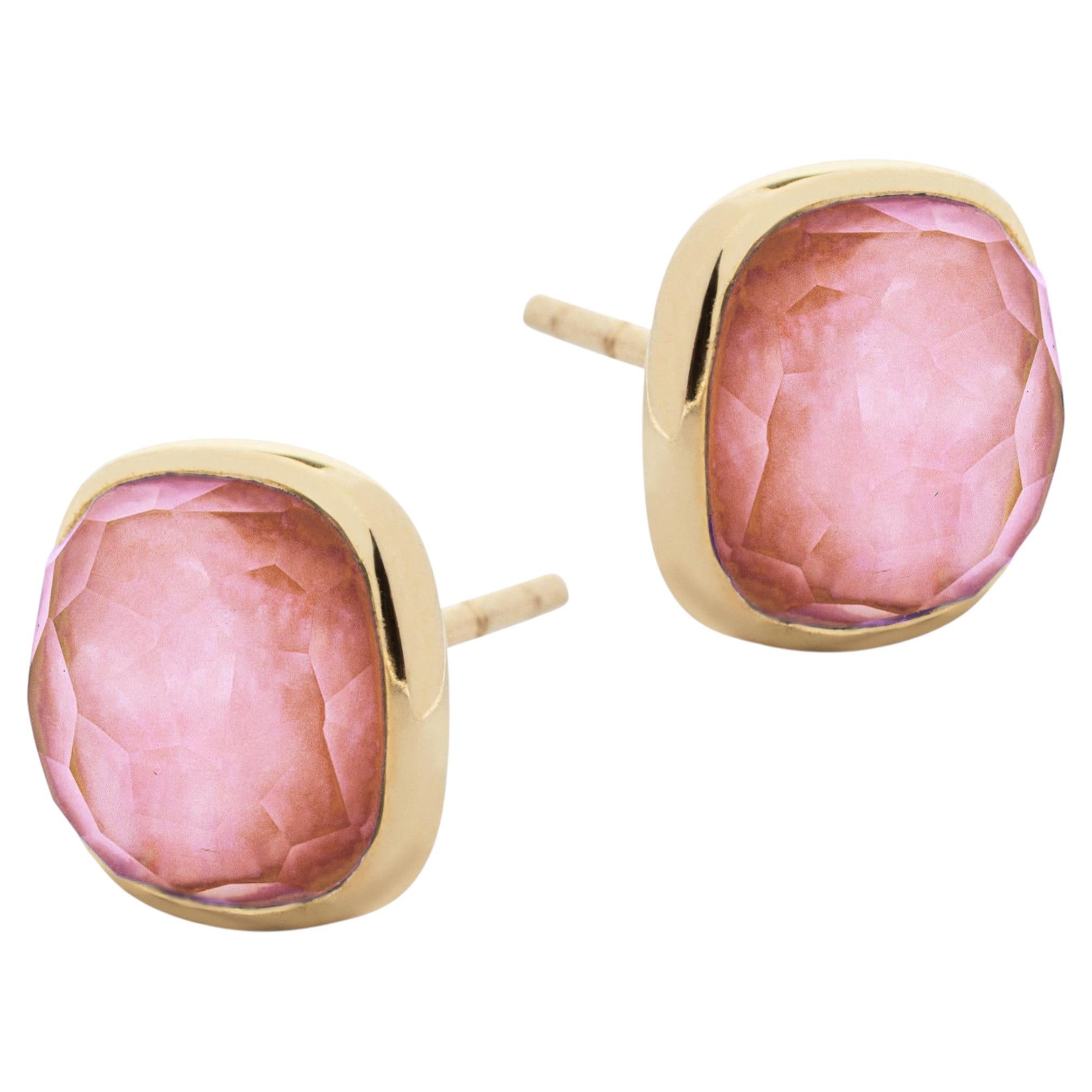 Alex Jona Kunzite Quartz  18 Karat Rose Gold Stud Earrings