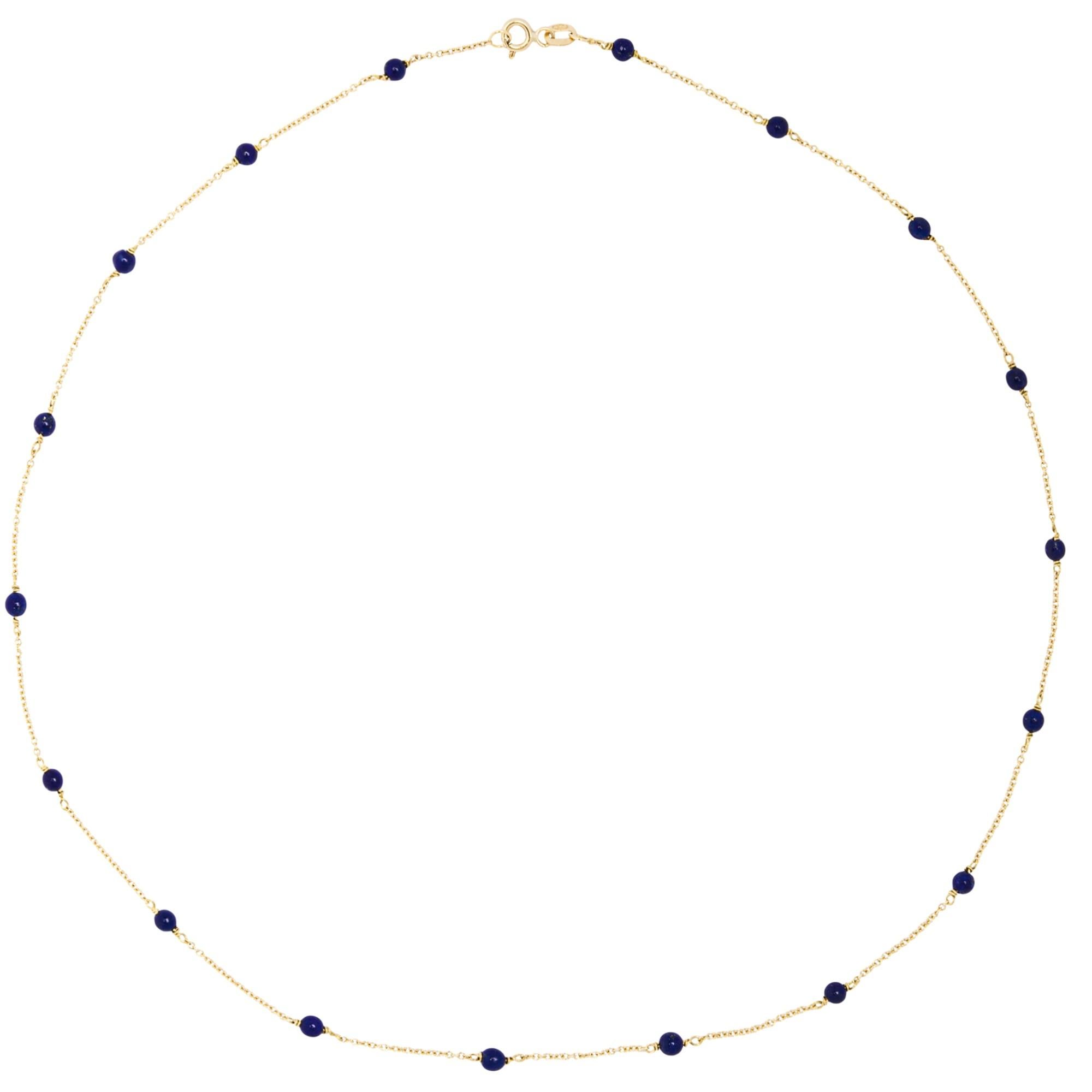 Uncut Alex Jona Lapis Lazuli 18 Karat Yellow Gold Chain Necklace For Sale